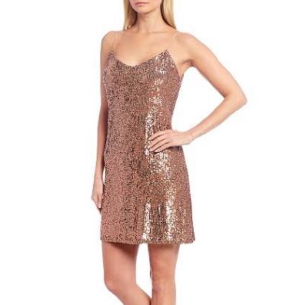 Spaghetti Strap Sequin Shift Dress Gianni Bini